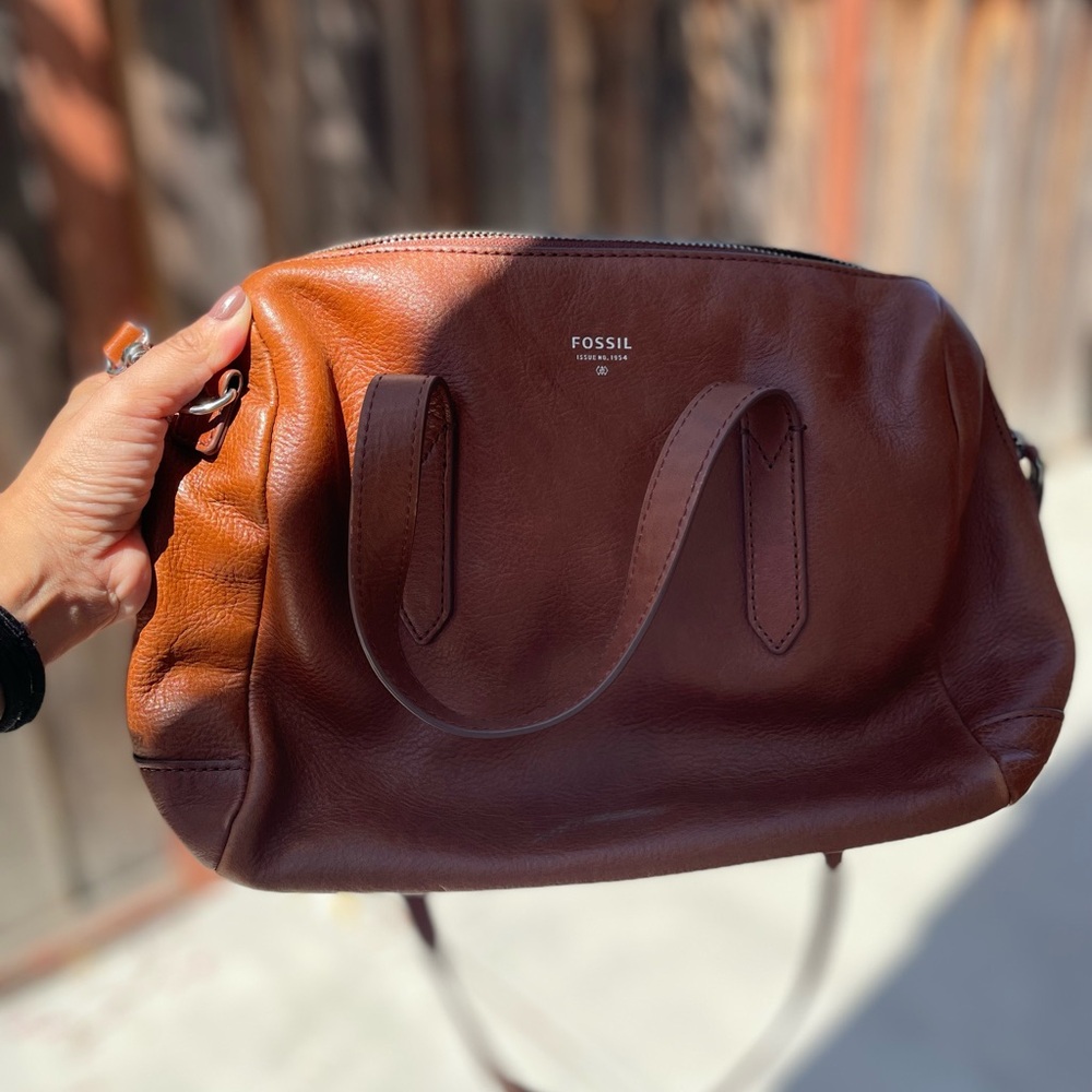 Fossil Tan Leather Crossbody Bag